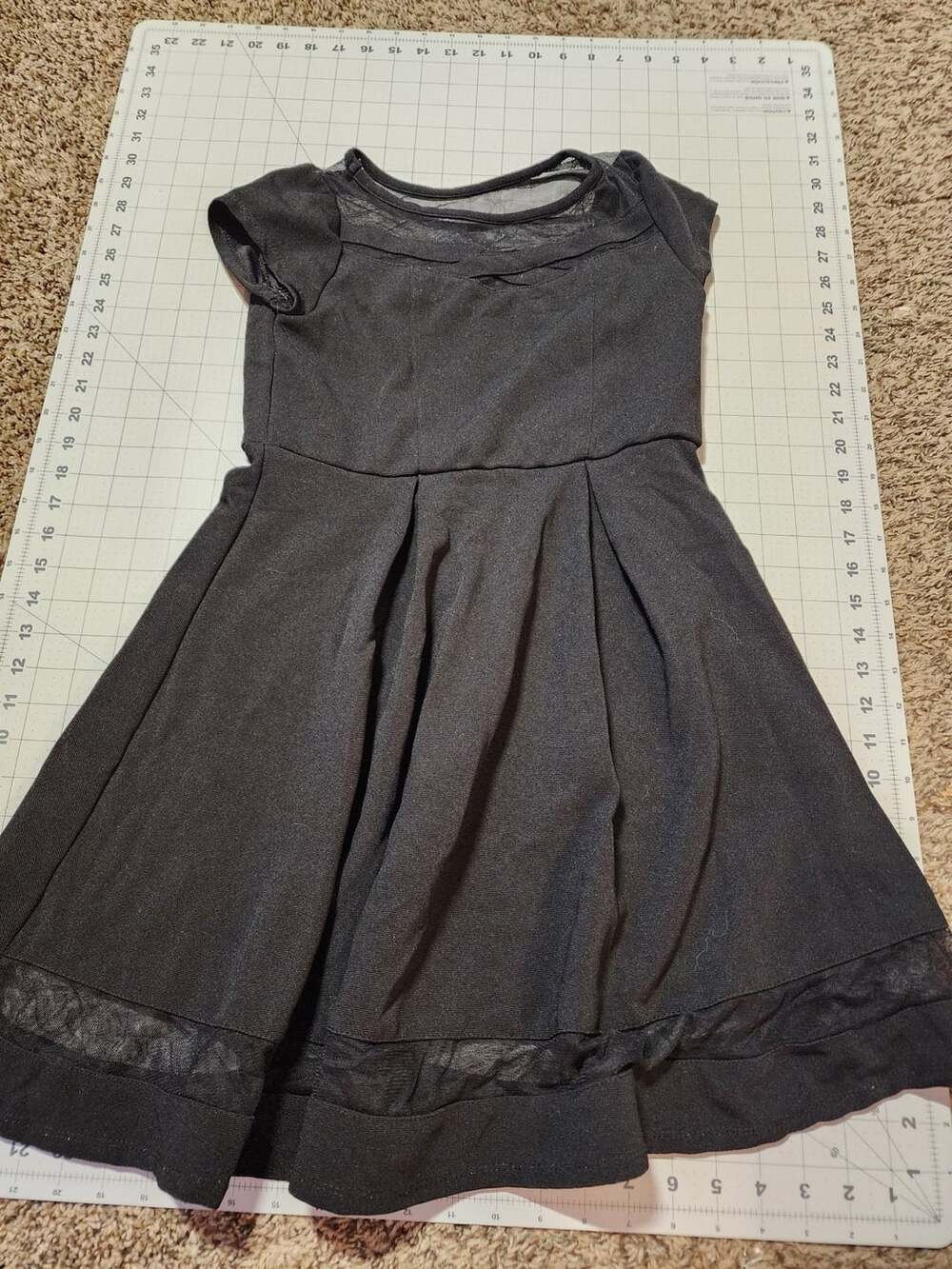 Bonnie Jean Dress Size 14 Black Illusion Mesh Bow Front